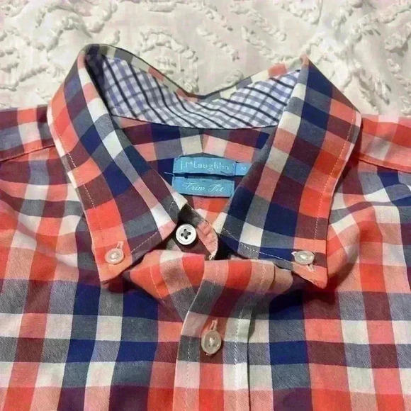 J. McLaughlin Trim Fit Checkered Button-Down Men’s Shirt. Size Medium - Picture 3 of 9